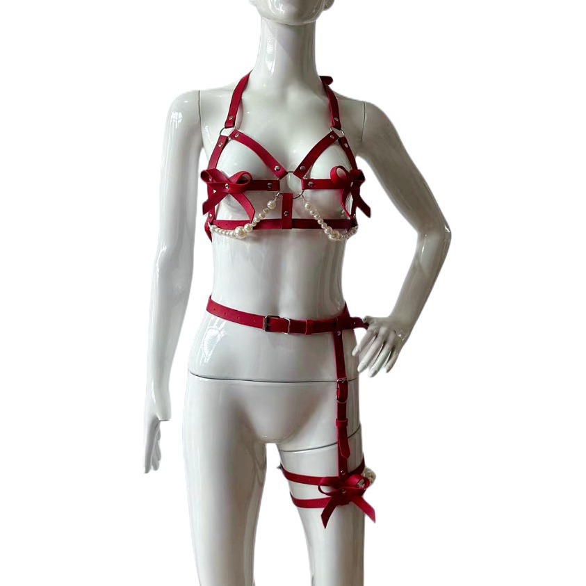 Set Wanita Tali Kekang Kulit S - Garter Belt Set ulasan dan harga