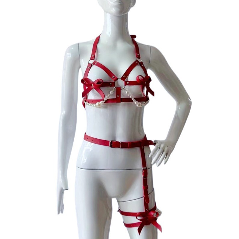 Set Wanita Tali Kekang Kulit S - Garter Belt Set ulasan dan harga