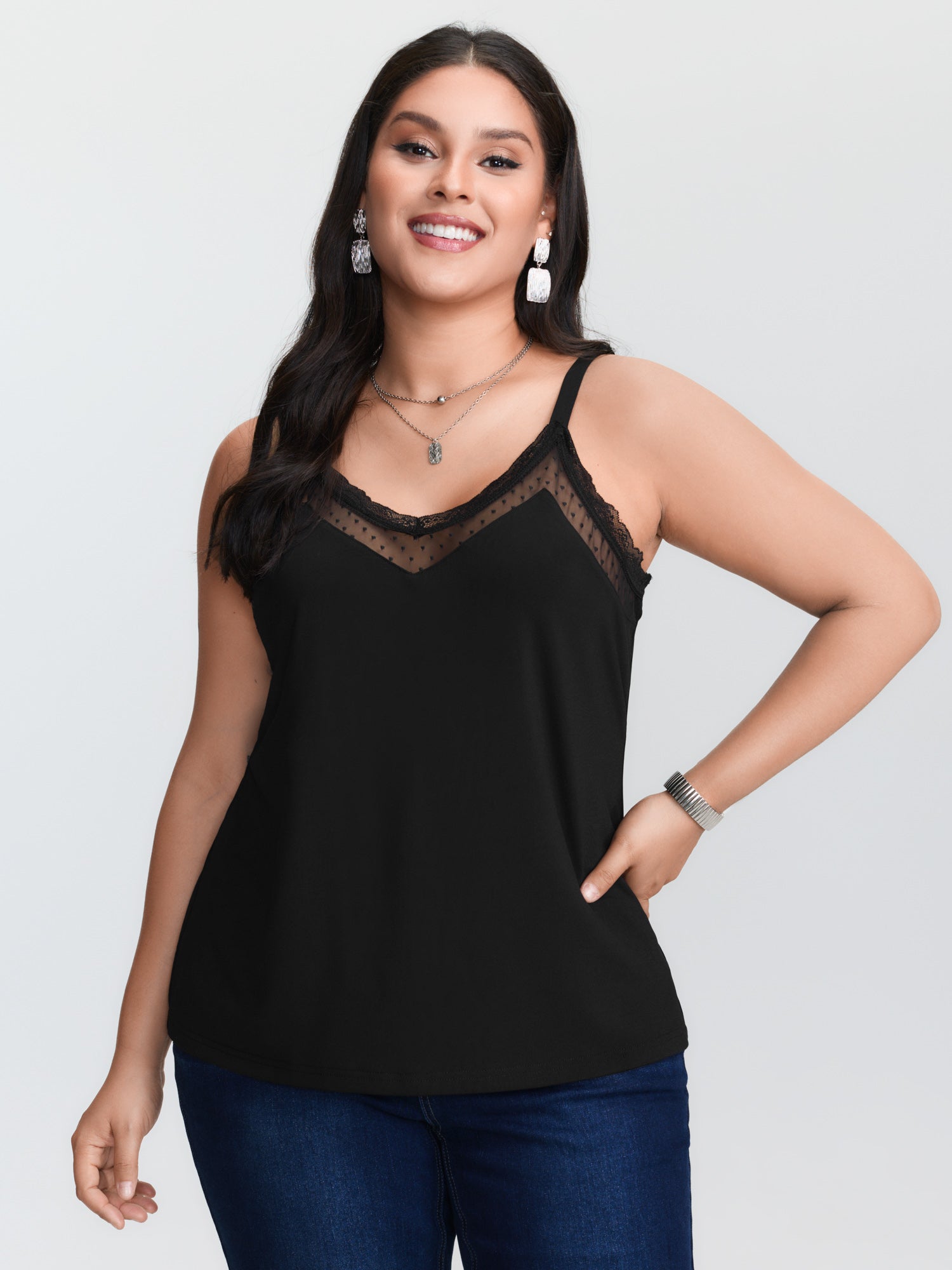 Atasan tanpa lengan rajut berw - Cami Top Lace ulasan dan harga