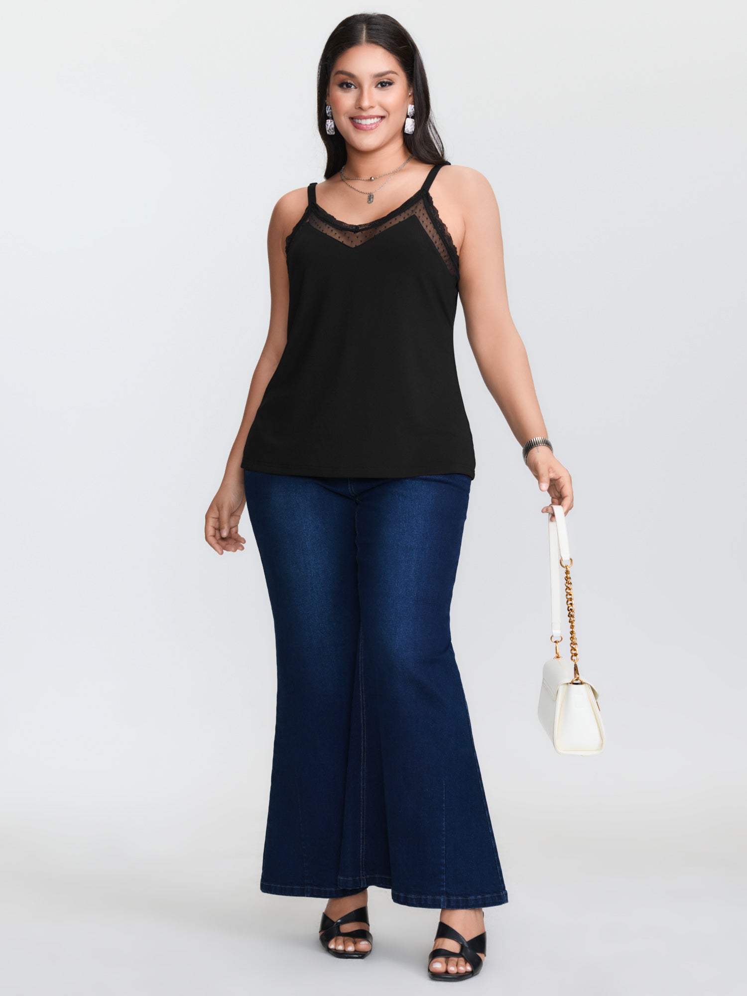 Atasan tanpa lengan rajut berw - Cami Top Lace ulasan dan harga